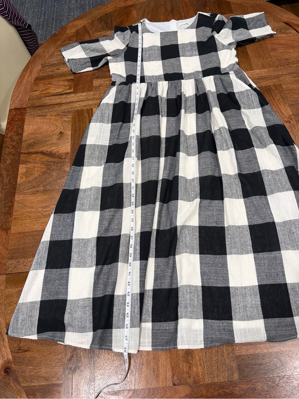 Roolee Black & White Gingham Check Short Sleeve Cotton Blend Midi Dress Size L - Picture 12 of 15